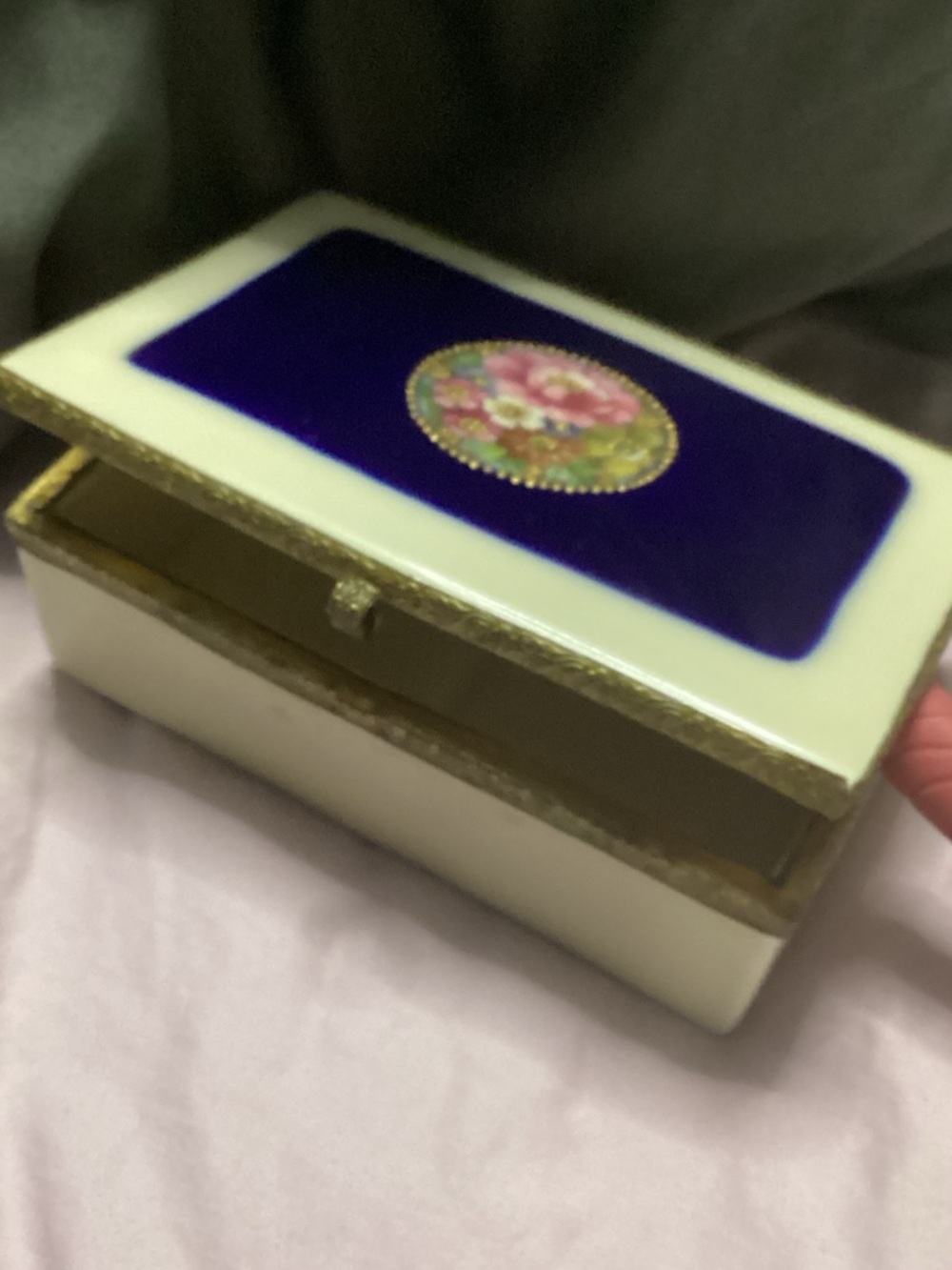 Antique Handmade Porcelain Trinket Box - 1950’s Victorian Style
